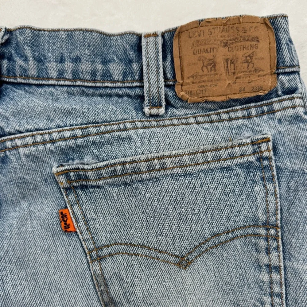 Levi's 918 Jeans Mens 34x28.5 Blue Husky Vintage 80s Orange Tab Straight Leg